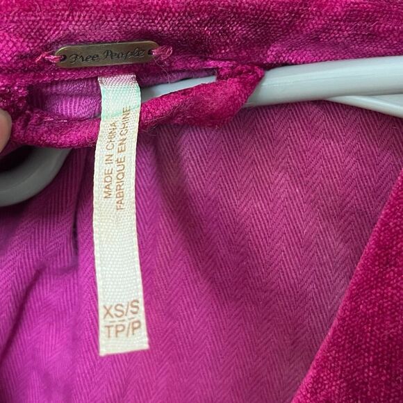 Free People Velvet Trucker Jacket Women’s Size XS/S Fuchsia Pink Oversized Snap - Picture 10 of 15